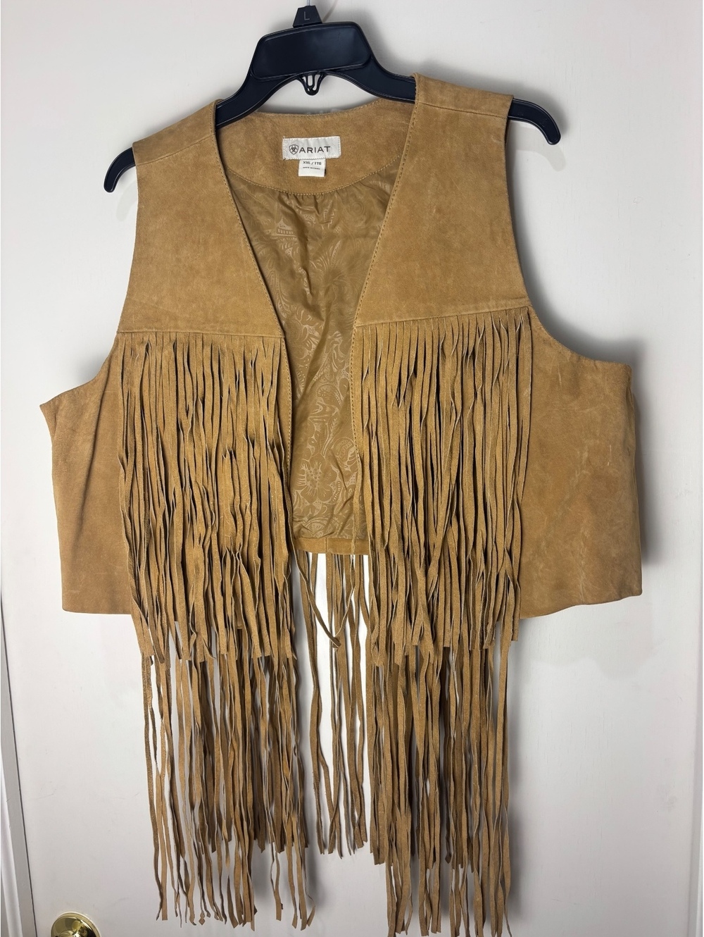 Ariat XXL Genuine Leather Suede Fringe Vest Western Cowgirl Boho Festival